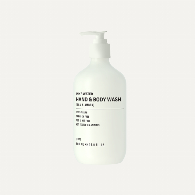 INK & WATER TEA & AMBER HAND & BODY WASH 500ML BOTTLE