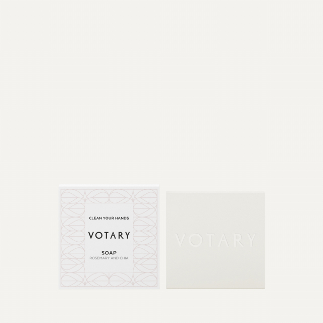 VOTARY SOAP, ROSEMARY & CHIA SQUARE IN WHITE BOX 30G