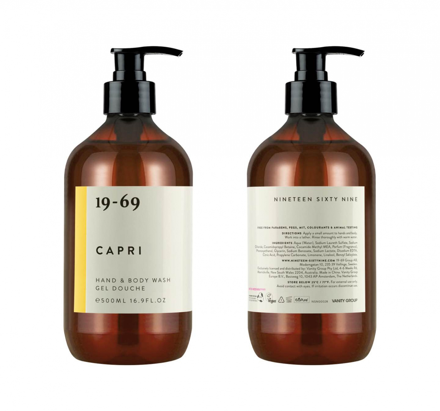 19-69 CAPRI HAND & BODY WASH 500ML BOTTLE