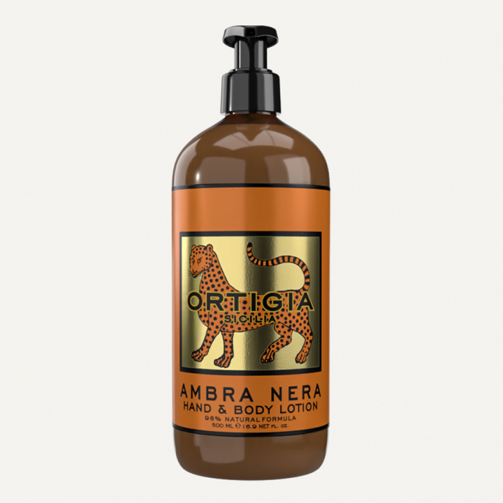 ORTIGIA HAND & BODY CREAM, AMBRA NERA NATURAL IN OMEGA DISPENSER 500ML in the group BOUTIQUE BAZAAR / CONTRACT CLUB / ORTIGIA at AMEGA LAB AB (ORTAN17611P1EUR)