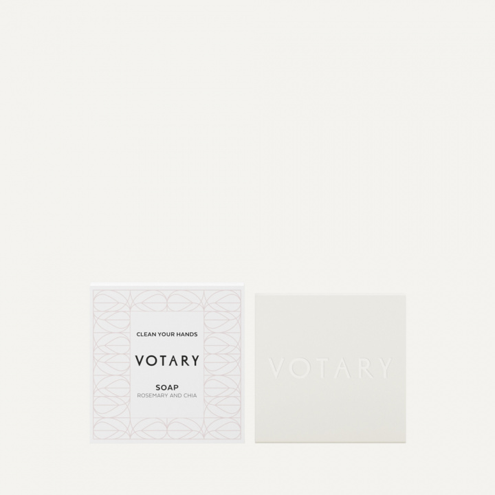 VOTARY SOAP, ROSEMARY & CHIA SQUARE IN WHITE BOX 30G in the group BOUTIQUE BAZAAR / CONTRACT CLUB / VOTARY at AMEGA LAB AB (VOTARY0005)