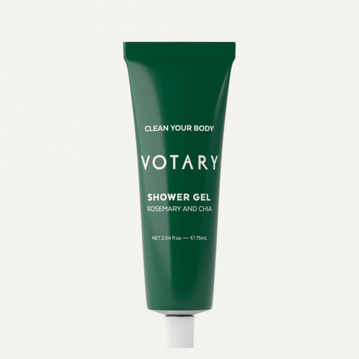 VOTARY SHOWER GEL, ROSEMARY & CHIA IN ALUMINUM TUBE 75ML in the group BOUTIQUE BAZAAR / CONTRACT CLUB / VOTARY at AMEGA LAB AB (VOTARY0270)